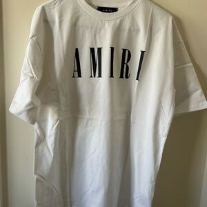 AMIRI White Short-Sleeve Logo Tee with Black Lettering